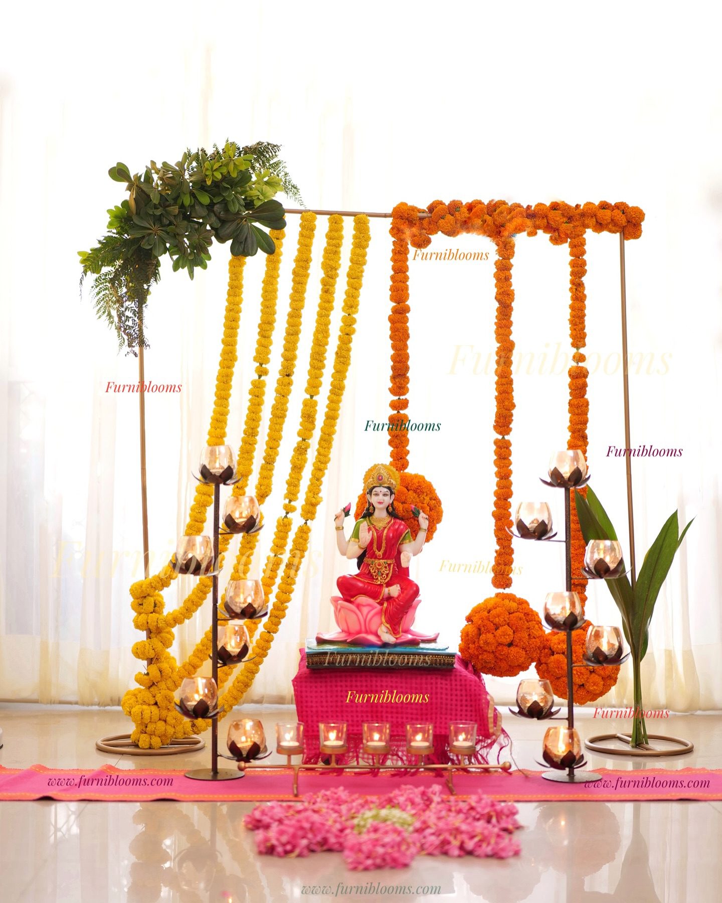 Ganpati decorations with flowers at home in Delhi NCR