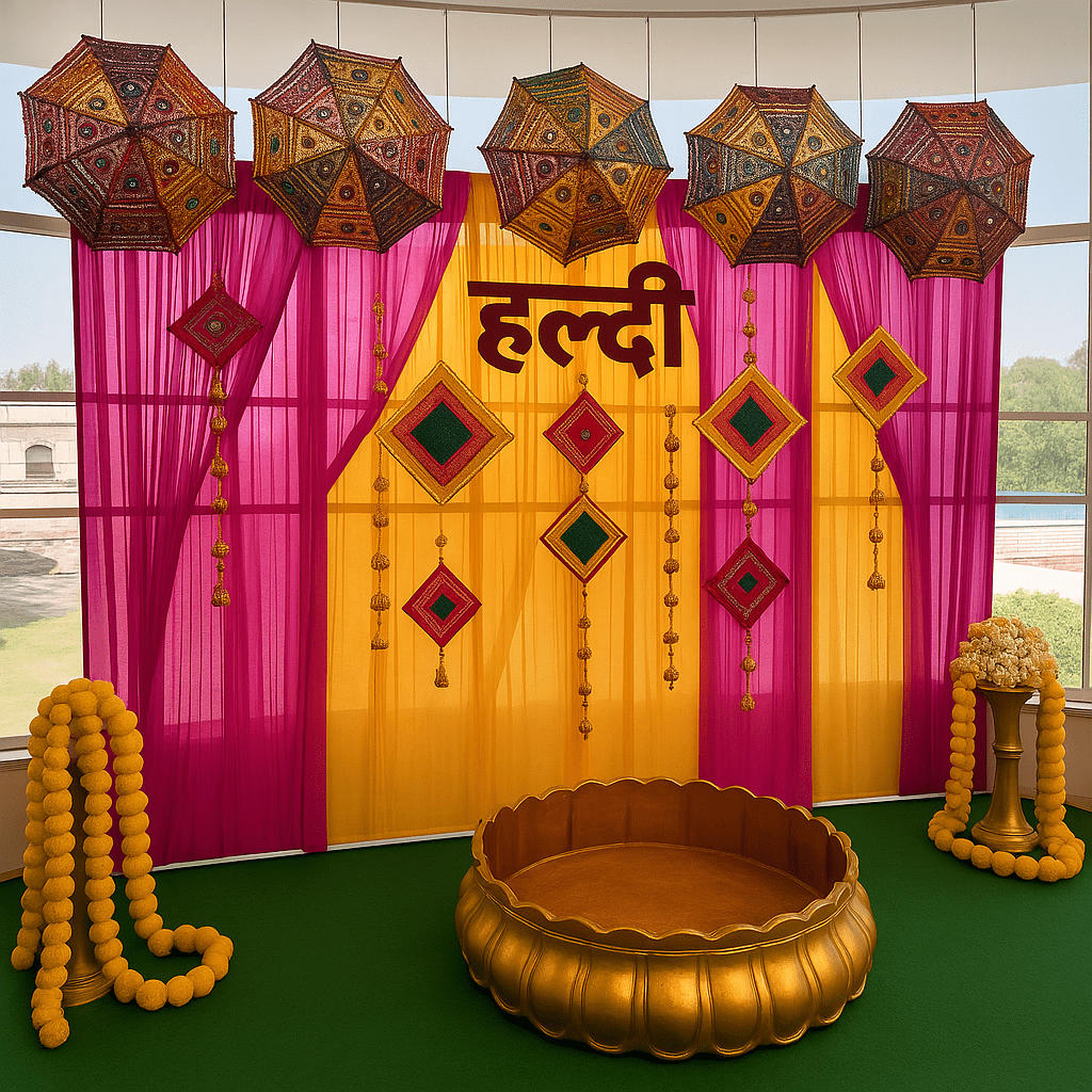 Celebrate your Haldi and Mehendi ceremonies with vibrant balloon decorations by Best Event Planner & Balloon Decorators. Call 8595078930 to book your event today!