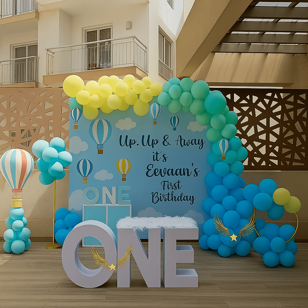 Stunning kids birthday decoration services in Noida, featuring personalized themes and vibrant balloon arrangements.