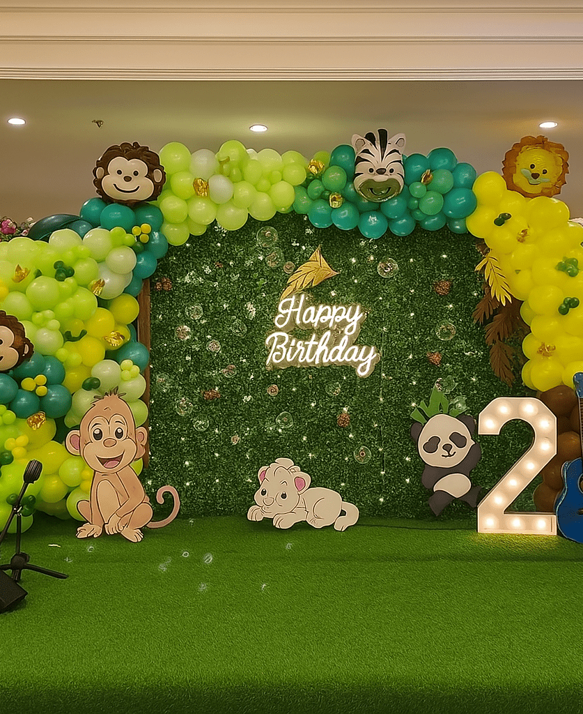 Happy Birthday decoration setup with balloons and theme decor in Delhi,Gurugram,Noida