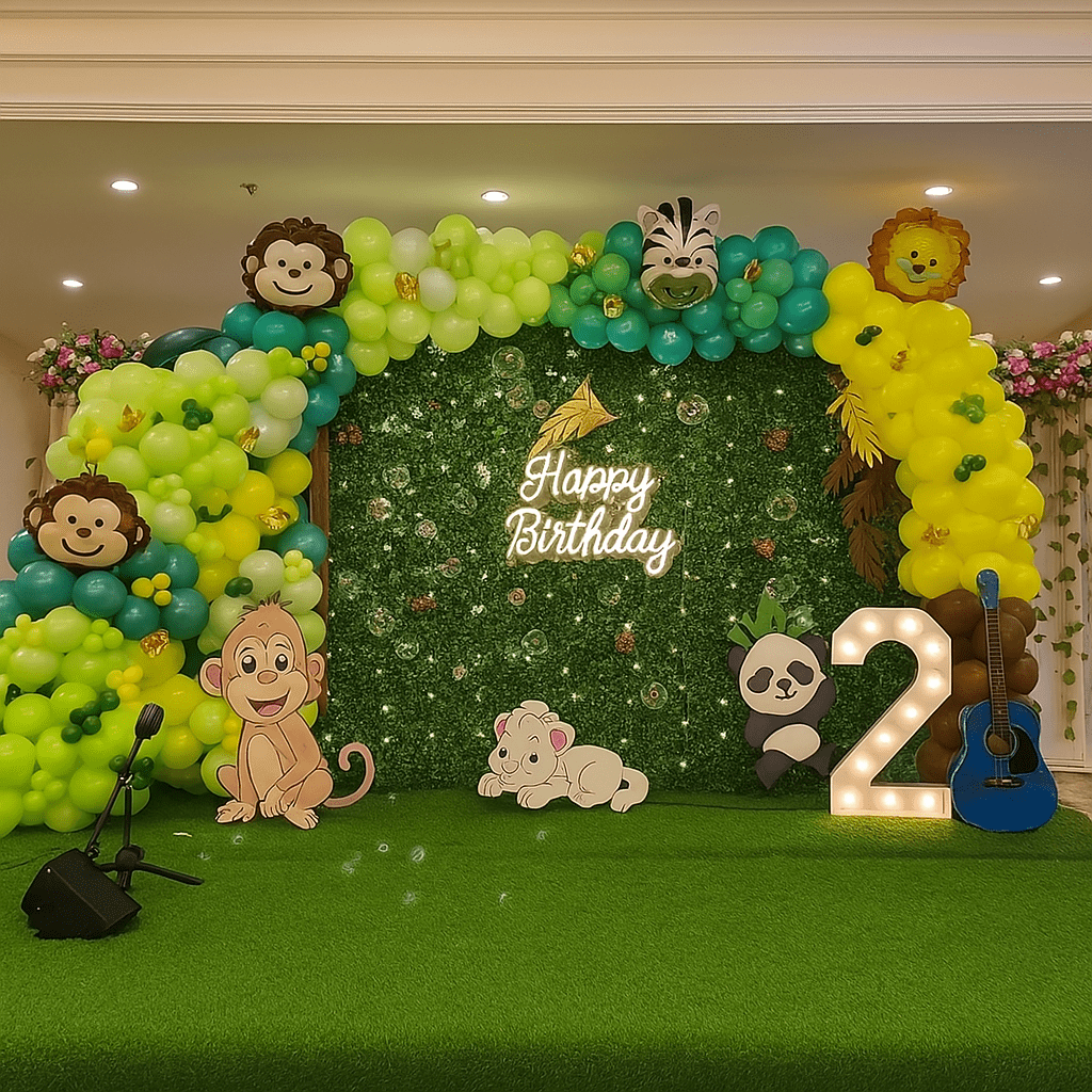 Happy Birthday decoration setup with balloons and theme decor in Delhi,Gurugram,Noida
