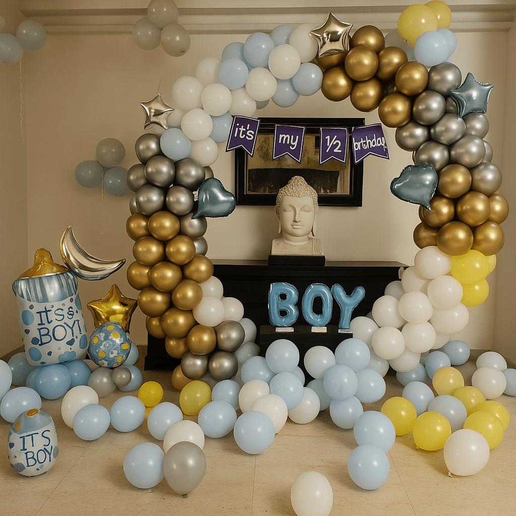 Happy Birthday decoration setup for kids with balloons and theme decor in Delhi,Gurugram,Noida