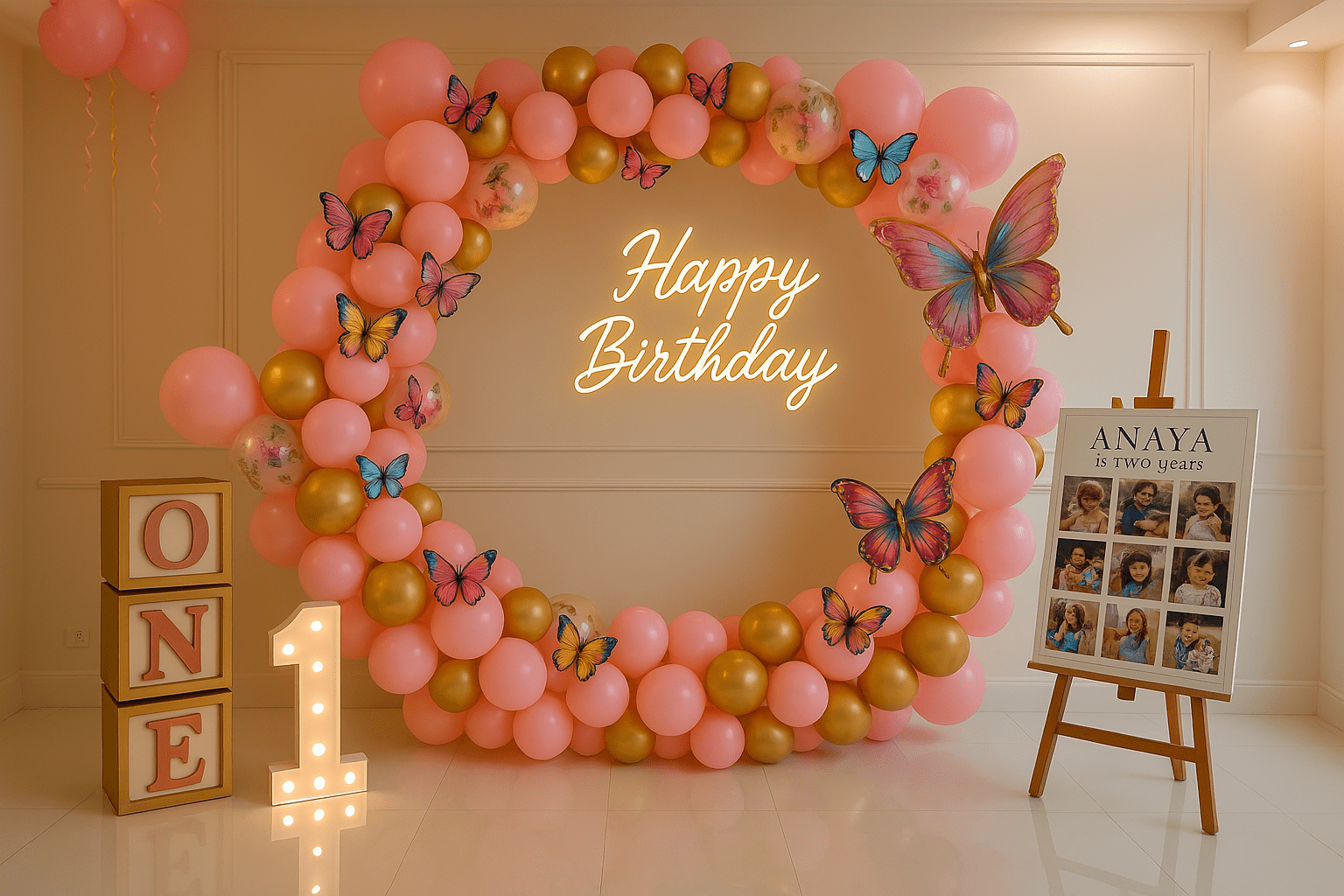 Stunning birthday decoration services for kids in Noida, featuring personalized themes and vibrant balloon arrangements.