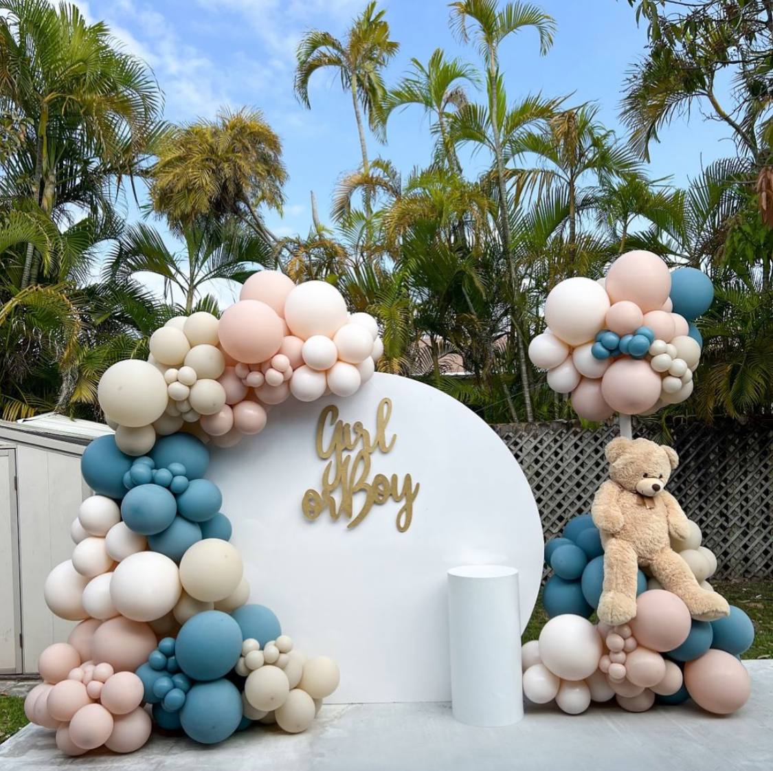Celebrate your baby shower with beautiful balloon decorations in blue pink colour balloon by Best Event Planner & Balloon Decorators. Call 8595078930 to book your special event today!